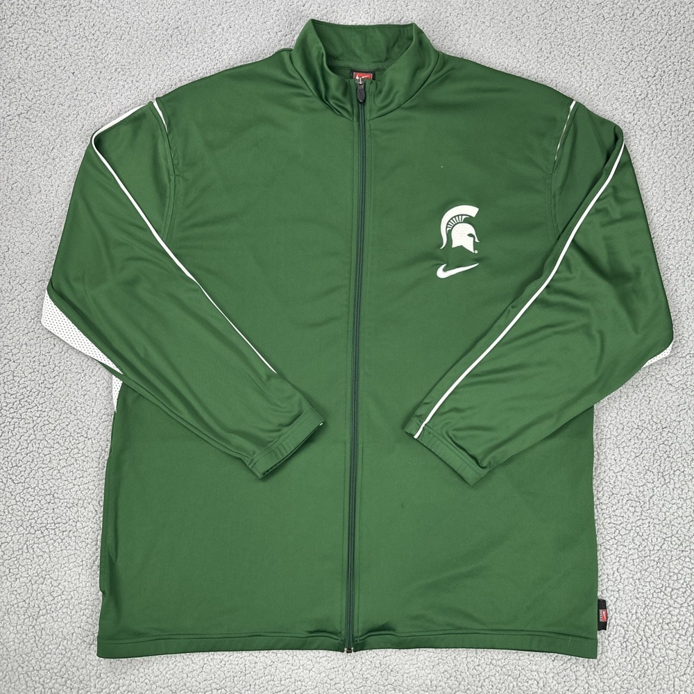Vtg Nike Team Elite Michigan State Spartans Jacket Men XL Green Embroidered MSU